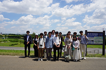 A group photo under the blue sky